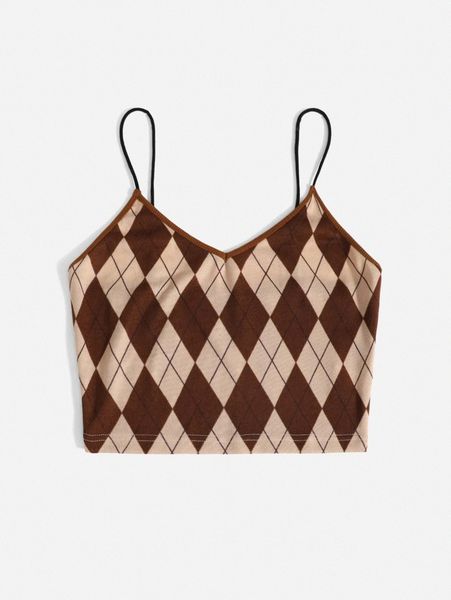 argyle crop cami 557c#, White