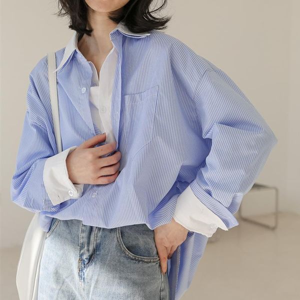 women's blouses & shirts ftlzz 2021 vintage patchwork oversize lady wild summer autunm blouse shirt striped fake two pieces, White
women's blouses & shirts ftlzz 2021 vintage patchwork oversize lady wild summer autunm blouse shirt striped fake two pieces, White