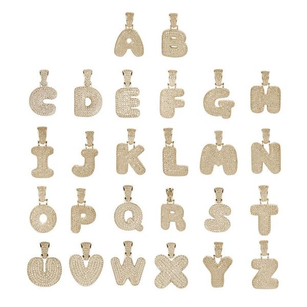 pendant necklaces hip hop a-z bubble letters cz letter bling charm copper & rapper men cubic zirconia for women jewelry, Silver