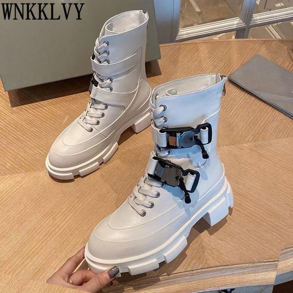 boots thick sole women genuine leather metal buckle lace up ankle botas autumn platform motorcycle short 20211, Black
boots thick sole women genuine leather metal buckle lace up ankle botas autumn platform motorcycle short 20211, Black