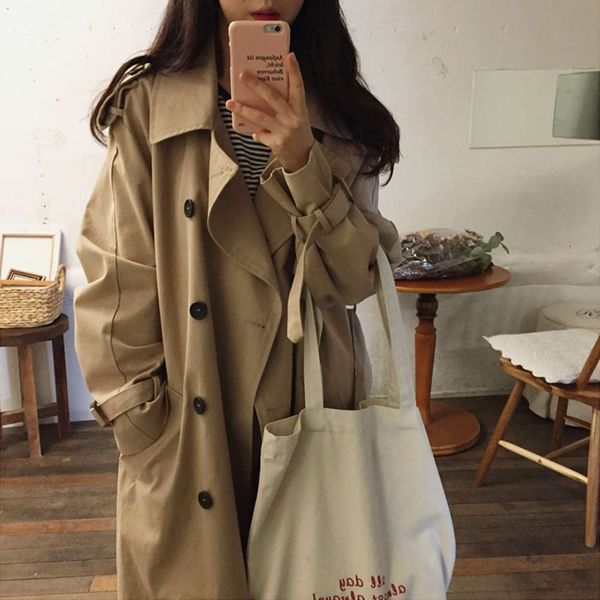 2020 jiamian new korean fashion windbreaker middle long thin student's popular coat loose silhouette women's wear, Black
2020 jiamian new korean fashion windbreaker middle long thin student's popular coat loose silhouette women's wear, Black