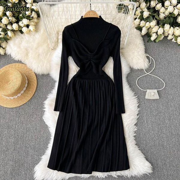 casual dresses guilantu 2022 autumn winter knitting pleated dress women half high collar long sleeve solid midi sweater vintage, Black;gray
casual dresses guilantu 2022 autumn winter knitting pleated dress women half high collar long sleeve solid midi sweater vintage, Black;gray