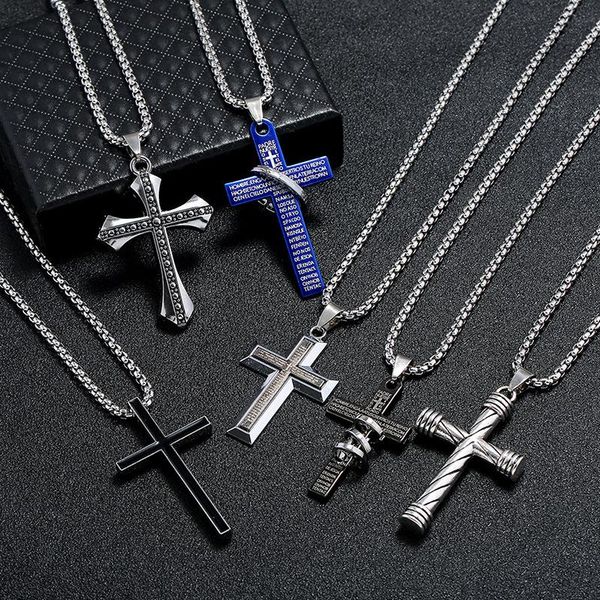 pendant necklaces blue fashion ethnic long sweater stainless steel chain women cross men jewelry accessories, Silver
pendant necklaces blue fashion ethnic long sweater stainless steel chain women cross men jewelry accessories, Silver