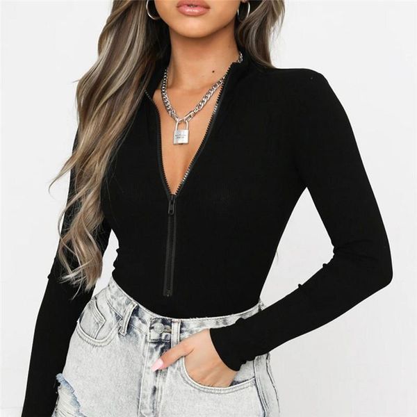 women's jumpsuits & rompers fashion women slim stretch bodysuits leotard long sleeve zip-up casual overalls club clothes lady, Black;white
women's jumpsuits & rompers fashion women slim stretch bodysuits leotard long sleeve zip-up casual overalls club clothes lady, Black;white