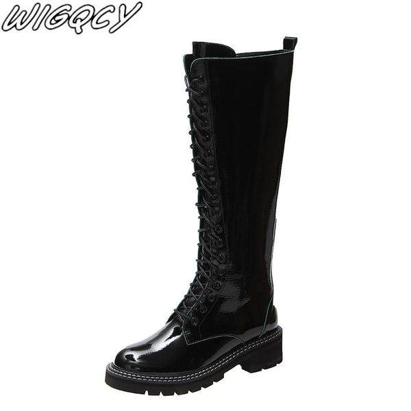 boots 2021 winter laceup round head women's british wind high tube rider over knee paint leather botas mujer, Black
boots 2021 winter laceup round head women's british wind high tube rider over knee paint leather botas mujer, Black