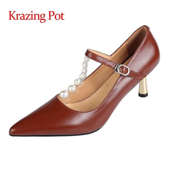 dress shoes krazing pot genuine leather pointed toe high heel pearl metal fasteners fashion dance party daily wear women pumps l1f1, Black
dress shoes krazing pot genuine leather pointed toe high heel pearl metal fasteners fashion dance party daily wear women pumps l1f1, Black