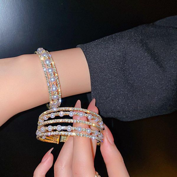 bangle fashion exaggerated pearl open bracelets for women girls rhinestone design shiny temperament luxury jewelry female accessories, Black
bangle fashion exaggerated pearl open bracelets for women girls rhinestone design shiny temperament luxury jewelry female accessories, Black