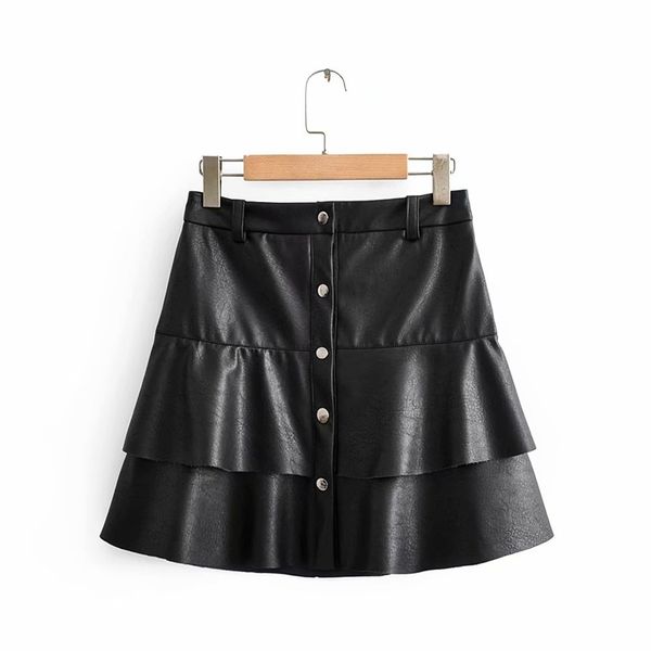 new women vintage cascading ruffles pu leather mini skirt faldas mujer ladies single breasted casual vestidos chic skirts qun526 210309, Black
new women vintage cascading ruffles pu leather mini skirt faldas mujer ladies single breasted casual vestidos chic skirts qun526 210309, Black