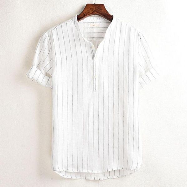 men's casual shirts fashion spring and summer shirt cotton short-sleeved striped slim-fit stand-up collar clothes s-5xl, White;black
men's casual shirts fashion spring and summer shirt cotton short-sleeved striped slim-fit stand-up collar clothes s-5xl, White;black