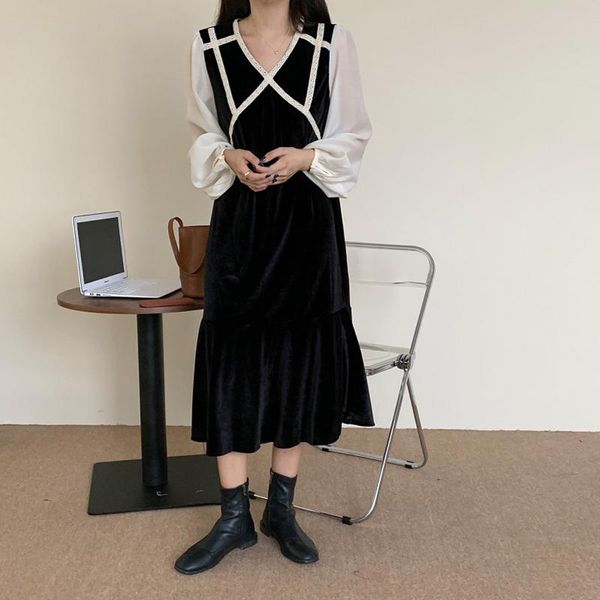 casual dresses alien kitty women v-neck long-sleeves gentle french autumn velvet patchwork sweet retro female fashion elegant, Black;gray
casual dresses alien kitty women v-neck long-sleeves gentle french autumn velvet patchwork sweet retro female fashion elegant, Black;gray