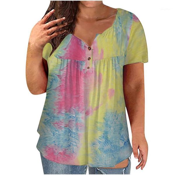 plus size t-shirt women's blouse v-neck tie-dye print button short sleeve blusas mujer de moda 2021, Black
plus size t-shirt women's blouse v-neck tie-dye print button short sleeve blusas mujer de moda 2021, Black