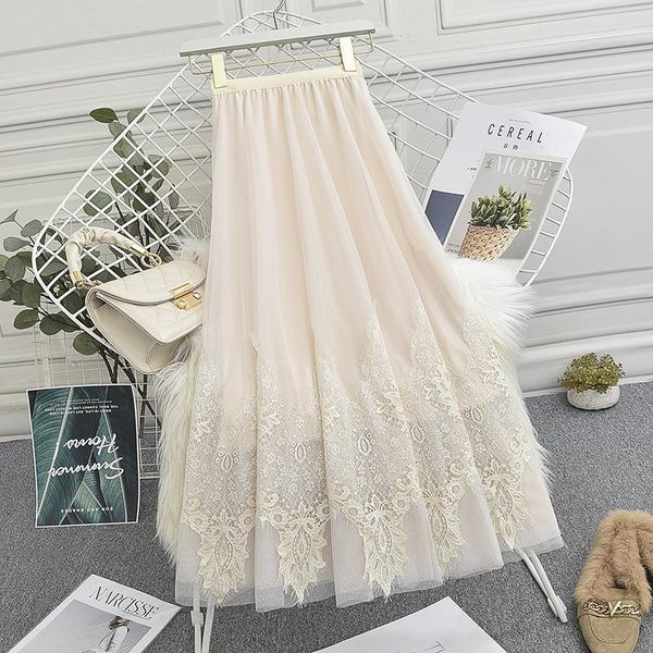 skirts women 2021 spring autumn fashion elegant tulle skirt female long pleated retro lace stitching mesh a-line falda b975, Black
skirts women 2021 spring autumn fashion elegant tulle skirt female long pleated retro lace stitching mesh a-line falda b975, Black