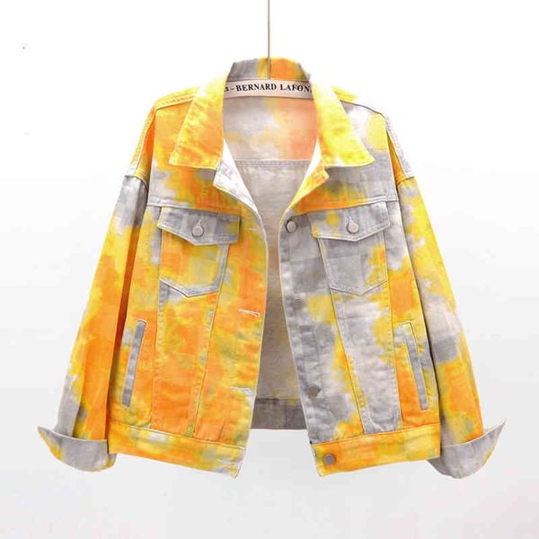 women's jackets spring fashion gradient color denim jacket coat women big size loose short pink yellow tie dye jeans female streetwear, Black;brown
women's jackets spring fashion gradient color denim jacket coat women big size loose short pink yellow tie dye jeans female streetwear, Black;brown