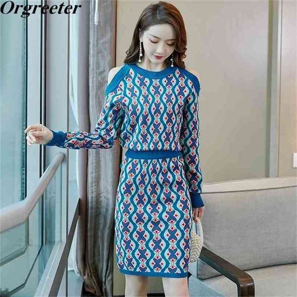spring fall retro pattern jacquard off shoulder sweater jumpers+ bodycon skirts knitted 2 piece set women 210602, White
spring fall retro pattern jacquard off shoulder sweater jumpers+ bodycon skirts knitted 2 piece set women 210602, White
