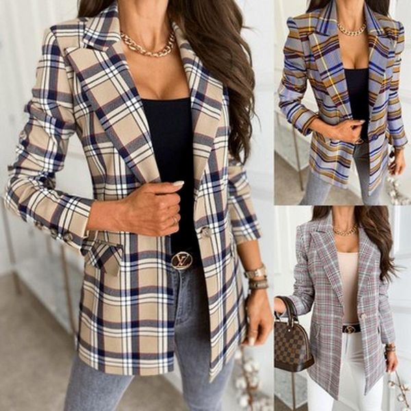 women's suits & blazers women fall fashion long sleeves slim-fit single-button plaid print jacket small suit lugentolo, White;black
women's suits & blazers women fall fashion long sleeves slim-fit single-button plaid print jacket small suit lugentolo, White;black