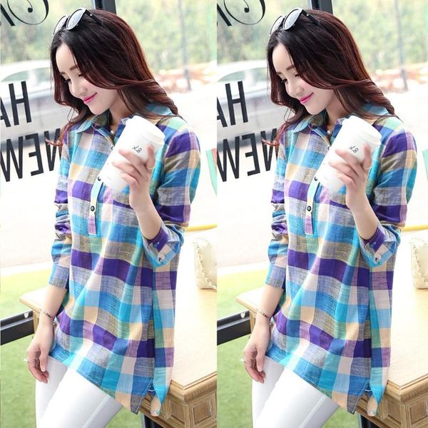 women's blouses & shirts 2021 fashion womens and casual matching color long sleeve button loose plaid shirt blusas mujer de moda, White
women's blouses & shirts 2021 fashion womens and casual matching color long sleeve button loose plaid shirt blusas mujer de moda, White