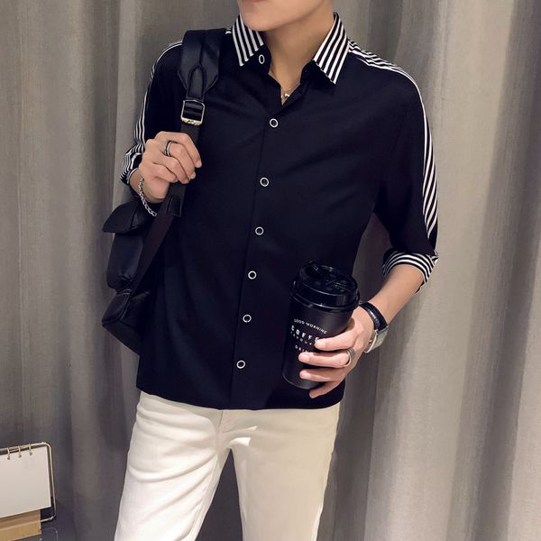 2021 summer striped shirts of the men with short sleeves fitting streetwear shirt social party nightclub lapel men's clothes 8i1l, White;black
2021 summer striped shirts of the men with short sleeves fitting streetwear shirt social party nightclub lapel men's clothes 8i1l, White;black