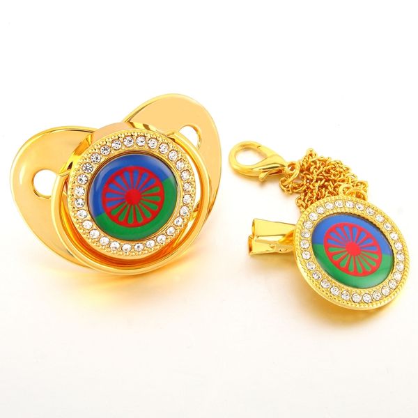 gypsy aromanian romany luxury baby pacifier with chain clip romani roma flag theme newborn baby dummy soother nipple 210226
gypsy aromanian romany luxury baby pacifier with chain clip romani roma flag theme newborn baby dummy soother nipple 210226