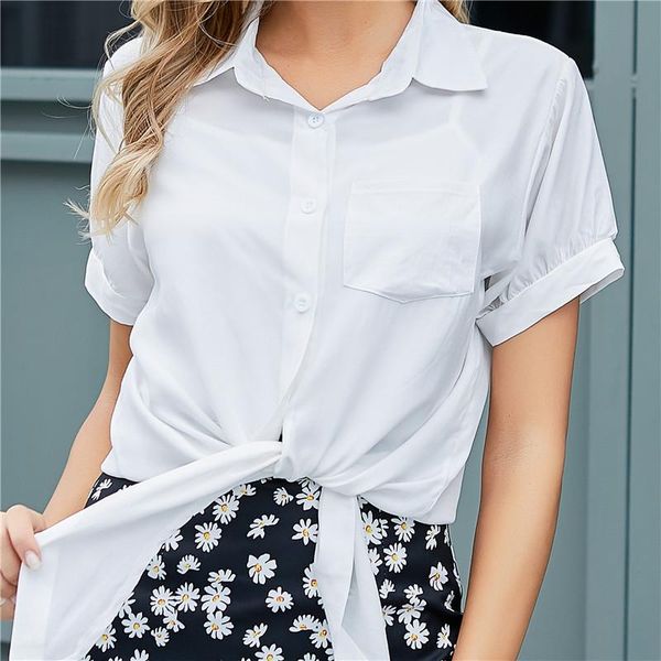 2021 summer one pocket women white shirt female blouse short sleeve casual turn-down collar waist knotted women blouses
2021 summer one pocket women white shirt female blouse short sleeve casual turn-down collar waist knotted women blouses