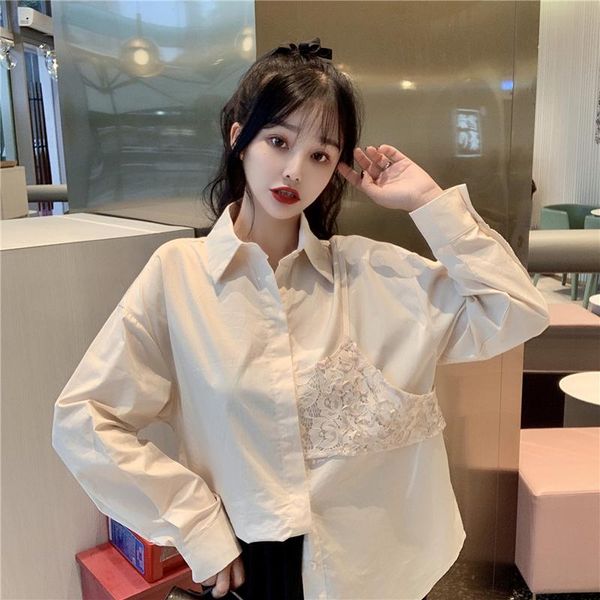 women's blouses & shirts loose long sleeve fake two pieces preppy style autumn clothing lace ladies korean clothes, White
women's blouses & shirts loose long sleeve fake two pieces preppy style autumn clothing lace ladies korean clothes, White
