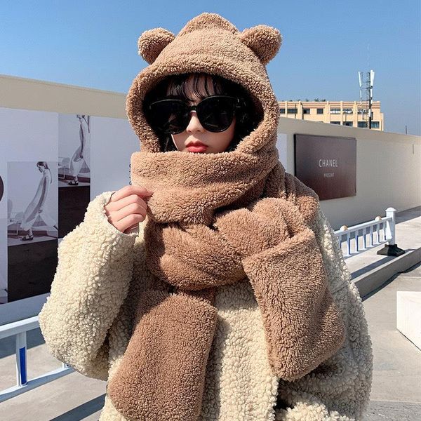 berets bear ear hat scarf gloves set winter women novelty caps warm hats fleece girl kawaii -40, Blue;gray
berets bear ear hat scarf gloves set winter women novelty caps warm hats fleece girl kawaii -40, Blue;gray