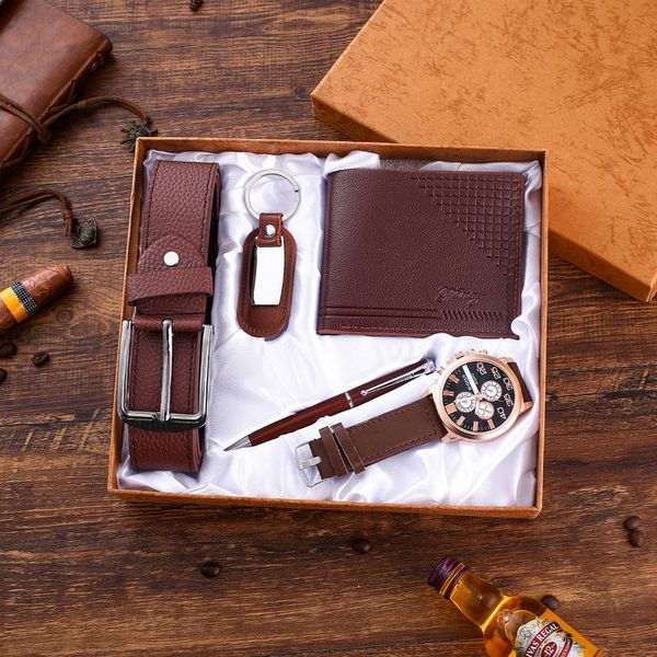 wristwatches 2021 arrival trend men's watch gift set 5pcs/set wallet leather belt pen key chain luxury wristwatch for men box sets relo, Slivery;brown
wristwatches 2021 arrival trend men's watch gift set 5pcs/set wallet leather belt pen key chain luxury wristwatch for men box sets relo, Slivery;brown