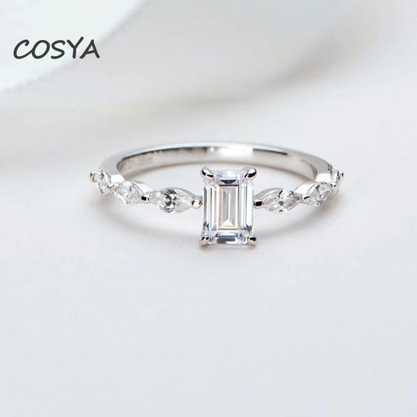 cluster rings cosya 100% 925 sterling silver rectangle high carbon diamond 50 points exquisite elegant daily for ladies ring fine jewelry gi, Golden;silver 
cluster rings cosya 100% 925 sterling silver rectangle high carbon diamond 50 points exquisite elegant daily for ladies ring fine jewelry gi, Golden;silver