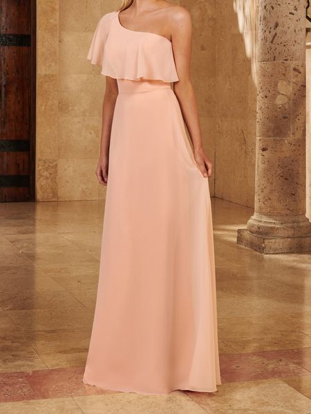 elegant one shoulder bridesmaid dress floor length chiffon wedding party gowns dusty rose, White;pink
elegant one shoulder bridesmaid dress floor length chiffon wedding party gowns dusty rose, White;pink