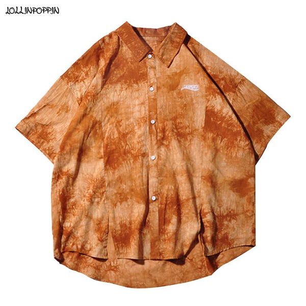 men's casual shirts tie-dyed men oversize short sleeve shirt turn down collar 2021 streetwear hip hop drop shoulder loose summer, White;black
men's casual shirts tie-dyed men oversize short sleeve shirt turn down collar 2021 streetwear hip hop drop shoulder loose summer, White;black