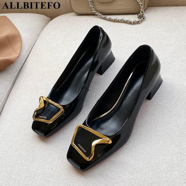 dress shoes allbitefo metal decoration genuine leather women heels fashion square toe thick heel high, Black
dress shoes allbitefo metal decoration genuine leather women heels fashion square toe thick heel high, Black