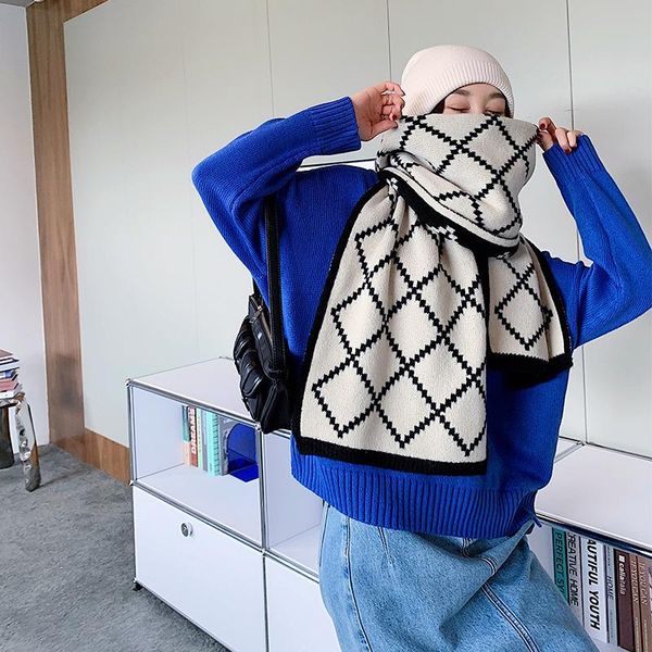 scarves koi leaping autumn and winter lattice warm scarf women fashion wild knitted wool thickened student bib shawl, Blue;gray
scarves koi leaping autumn and winter lattice warm scarf women fashion wild knitted wool thickened student bib shawl, Blue;gray