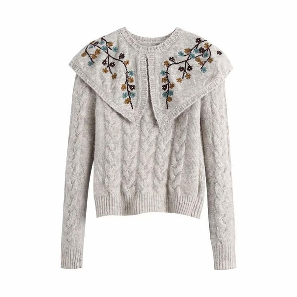 women's knits & tees vinatge woman grey soft embroidery sweaters autumn winter fashion ladies scarf collar female elegant warm kni, White
women's knits & tees vinatge woman grey soft embroidery sweaters autumn winter fashion ladies scarf collar female elegant warm kni, White