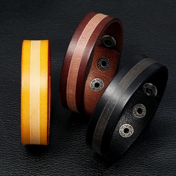 tennis fashion color patchwork belt couple bracelets brown/yellow/black genuine leather cuff bangles women men jewelry wristbands gifts, Golden;silver
tennis fashion color patchwork belt couple bracelets brown/yellow/black genuine leather cuff bangles women men jewelry wristbands gifts, Golden;silver