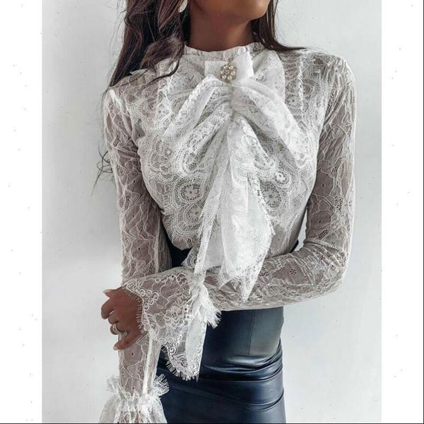 women lace blouse and shirt casual office lady long flare sleeve bow tie ol shirt, White
women lace blouse and shirt casual office lady long flare sleeve bow tie ol shirt, White