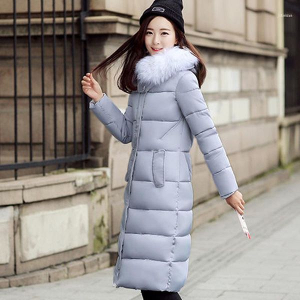 women's down & parkas oversized coats thick winter jacket women hooded fur collar cotton coat long female mujer maxi coats1, Black 
women's down & parkas oversized coats thick winter jacket women hooded fur collar cotton coat long female mujer maxi coats1, Black