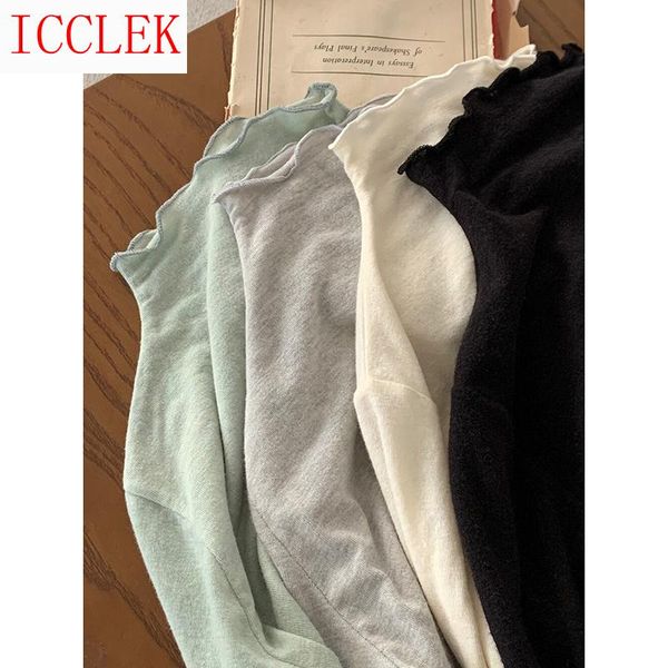 women's t-shirt korean autumn simple collar design slim and versatile pullover long sleeve bottomed female, White
women's t-shirt korean autumn simple collar design slim and versatile pullover long sleeve bottomed female, White
