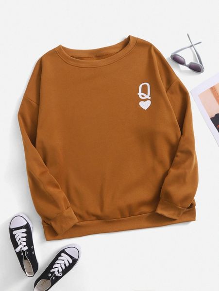 plus playing card print drop shoulder pullover f4gp#, Black
plus playing card print drop shoulder pullover f4gp#, Black