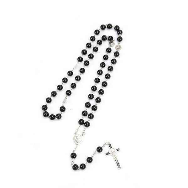 pendant necklaces 1pcs catholic black rosary beads necklace for women men cross long praying religious jewelry church gifts, Silver
pendant necklaces 1pcs catholic black rosary beads necklace for women men cross long praying religious jewelry church gifts, Silver