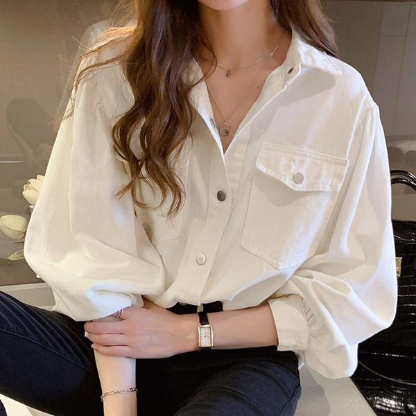 women jean blouses shirts and blouses long sleeve clothing loose casual new shirts, White
women jean blouses shirts and blouses long sleeve clothing loose casual new shirts, White