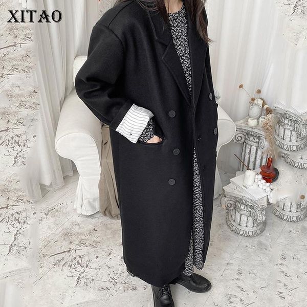 women's wool & blends xitao vintage casual women patchwork striped fashion style double single breasted pocket loose elegant coat zy386, Black
women's wool & blends xitao vintage casual women patchwork striped fashion style double single breasted pocket loose elegant coat zy386, Black