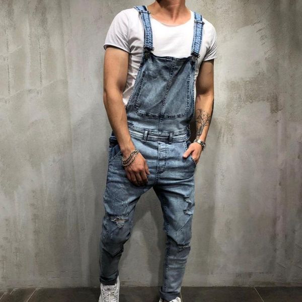 men's jeans 50%retro summer men ripped denim overalls destroyed hole long pants jumpsuit, Blue
men's jeans 50%retro summer men ripped denim overalls destroyed hole long pants jumpsuit, Blue