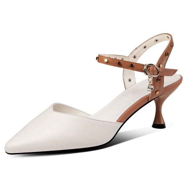 sandals women's genuine leather thin high heel pointed toe ankle strap elegant ladies rivet band mix color dress summer shoes, Black
sandals women's genuine leather thin high heel pointed toe ankle strap elegant ladies rivet band mix color dress summer shoes, Black