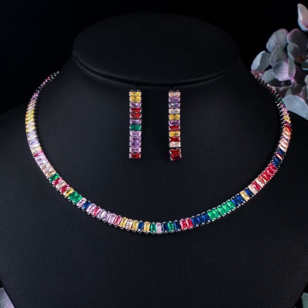jewelry full diamond simple rainbow zircon necklace fashion party dinner necklace earring set, Black
jewelry full diamond simple rainbow zircon necklace fashion party dinner necklace earring set, Black