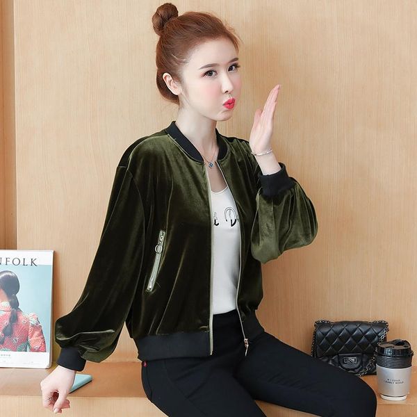 women's jackets real s gold velvet short coat autumn and winter long-sleeved jacket stand-up collar baseball uniform, Black;brown
women's jackets real s gold velvet short coat autumn and winter long-sleeved jacket stand-up collar baseball uniform, Black;brown