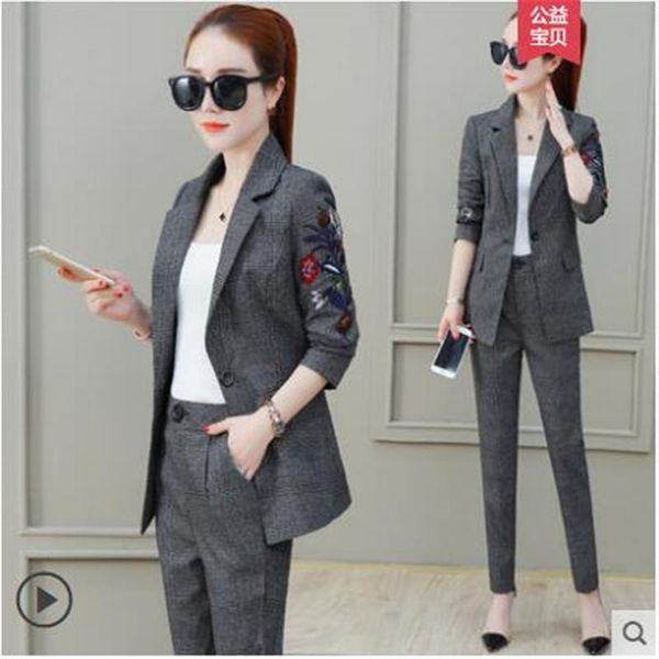 women's tracksuits 2 piece set women trending products 2021 checkered jacket embroidered fashion plaid suit two-piece spring youth clot, Gray
women's tracksuits 2 piece set women trending products 2021 checkered jacket embroidered fashion plaid suit two-piece spring youth clot, Gray