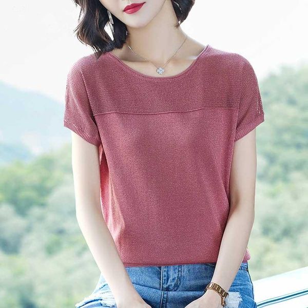 women's t-shirt bright silk knit tee 2021 summer lady fashion shirt women slim short sleeve shirts round neck solid color, White
women's t-shirt bright silk knit tee 2021 summer lady fashion shirt women slim short sleeve shirts round neck solid color, White