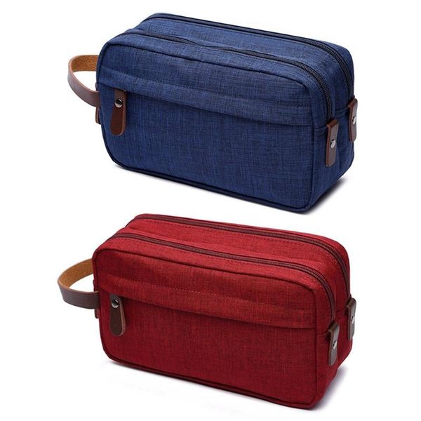 2 pcs casual canvas cosmetic bag with leather handle travel toiletry storage waterproof toilet organizer bag blue & red
2 pcs casual canvas cosmetic bag with leather handle travel toiletry storage waterproof toilet organizer bag blue & red