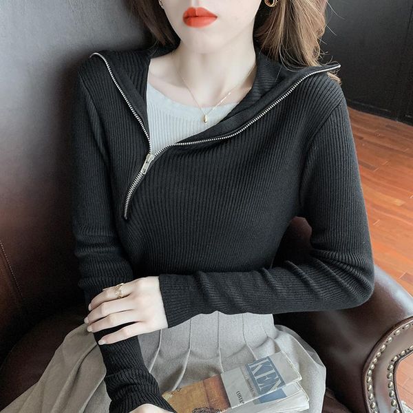 women's sweaters fashion fake two-piece zipper sweater long sleeve slim bottoming blouse jacket., White;black
women's sweaters fashion fake two-piece zipper sweater long sleeve slim bottoming blouse jacket., White;black