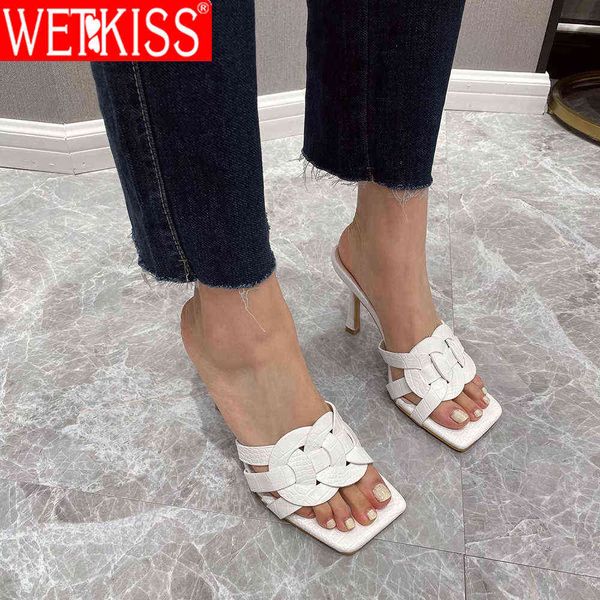 wetkiss high heel slippers women square toe slides sandals pu hollow out summer mules shoes woman elegant dress shoes female 210630, Black
wetkiss high heel slippers women square toe slides sandals pu hollow out summer mules shoes woman elegant dress shoes female 210630, Black