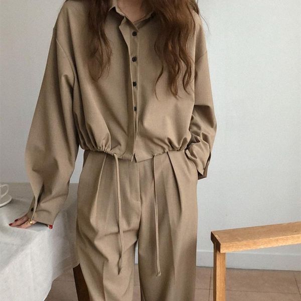 women's two piece pants autumn winter loose women casual set single-breasted full sleeve jacket & ladies 2 pieces, White
women's two piece pants autumn winter loose women casual set single-breasted full sleeve jacket & ladies 2 pieces, White